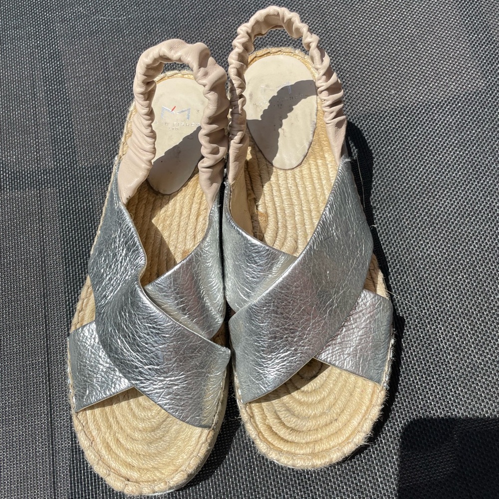 Marc Fischer Ltd silver and cream espadrilles